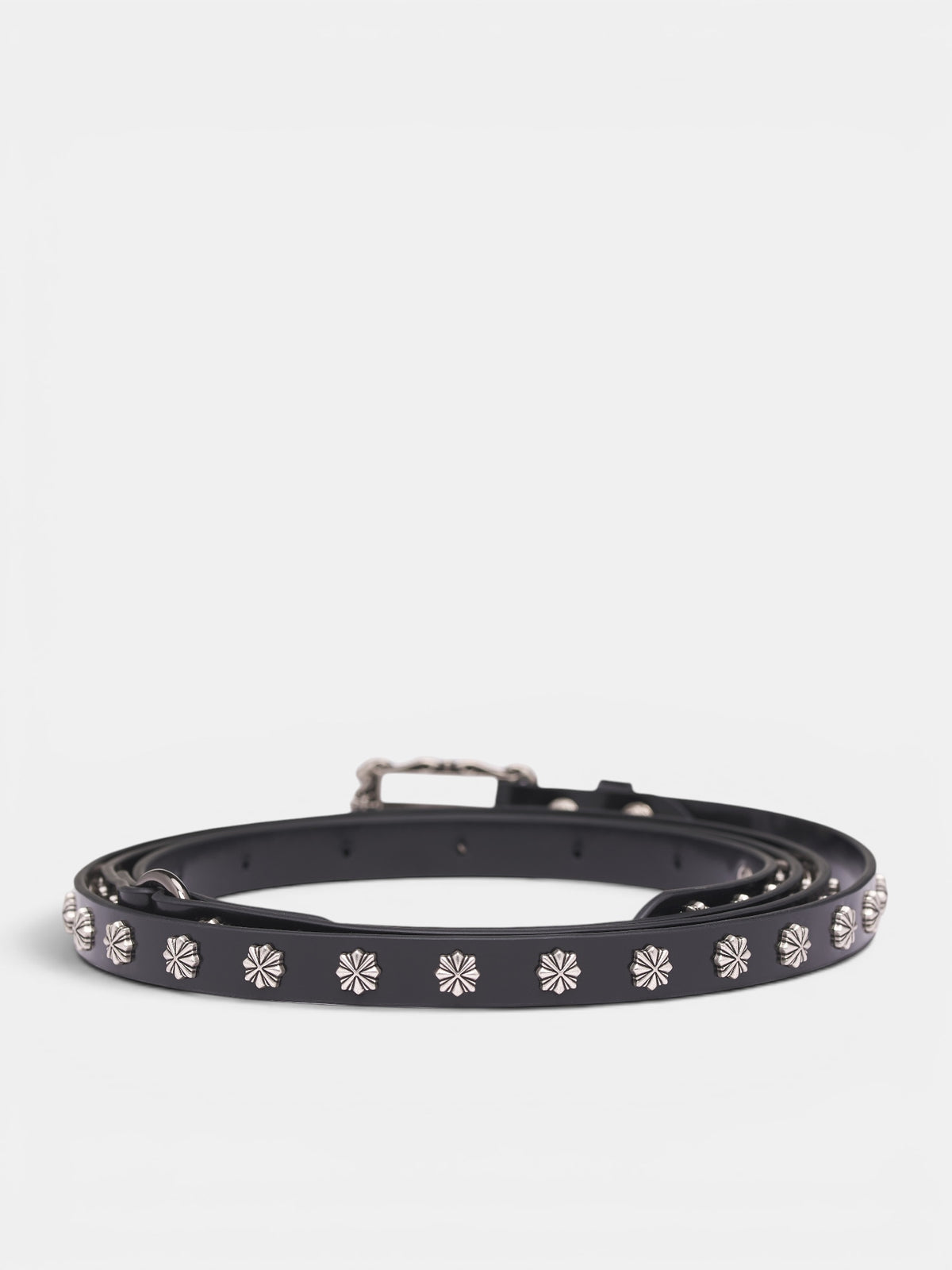 Double-Wrap Studded Leather Belt (SS26-ACC-07-BLACK