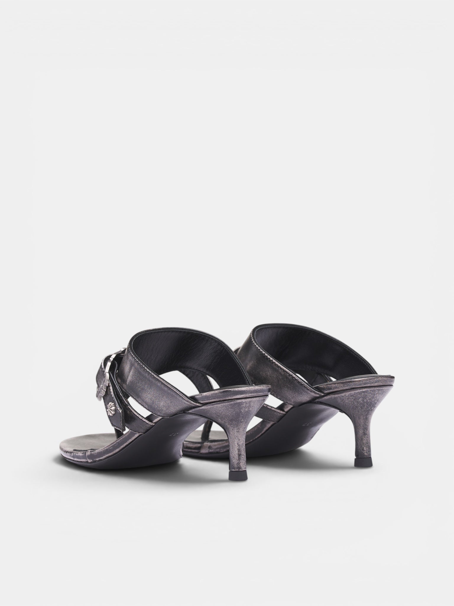 Black Leather Buckled Heeled Sandals (SS26-FT-02BK-BLACK)