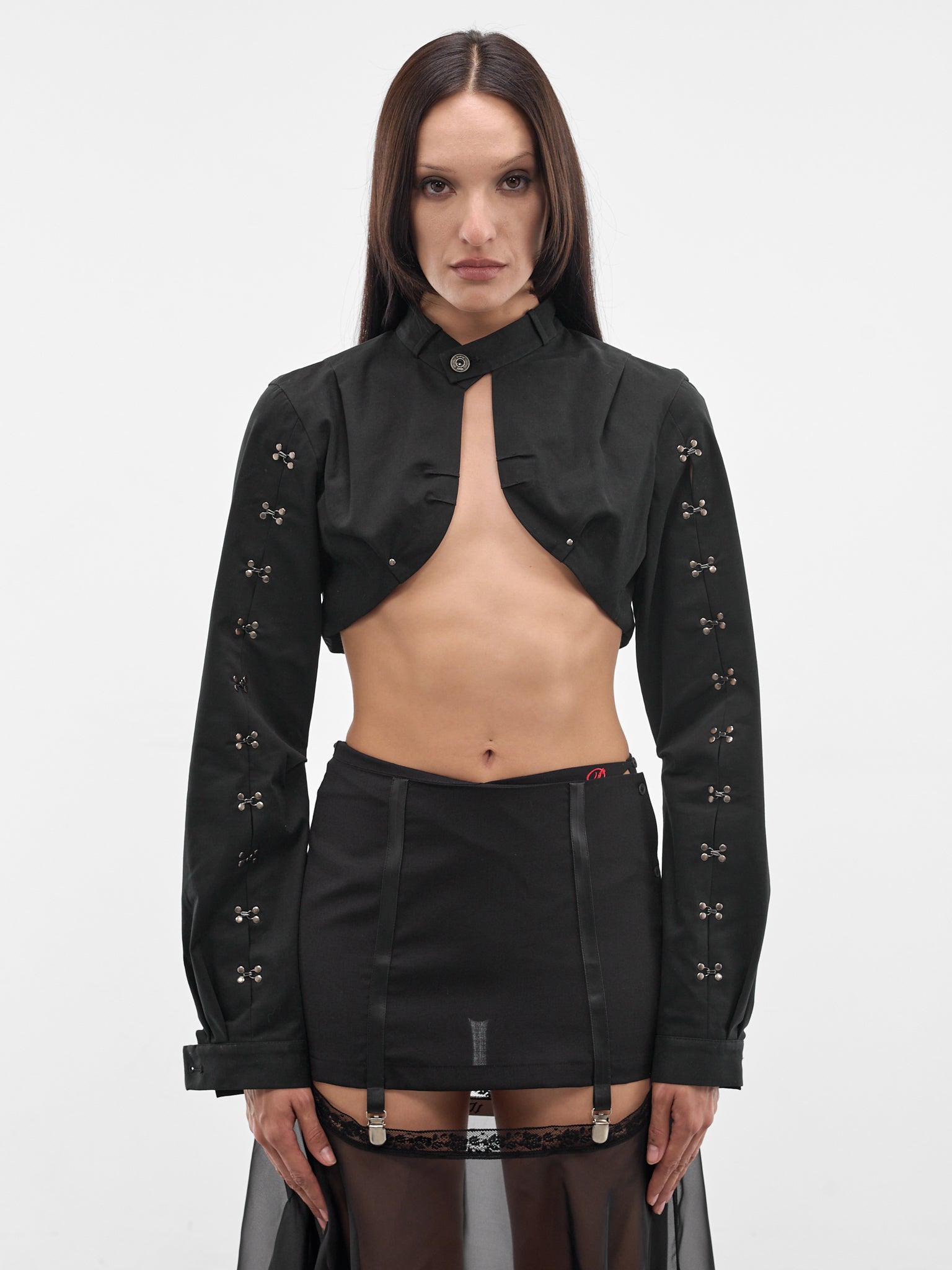 Black Hook Detail Cropped Shrug (SS26-JA-04-BLACK)