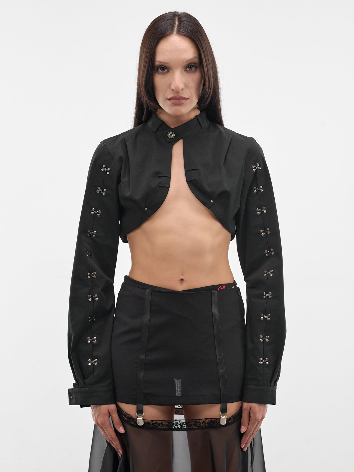 Black Hook Detail Cropped Shrug (SS26-JA-04-BLACK)
