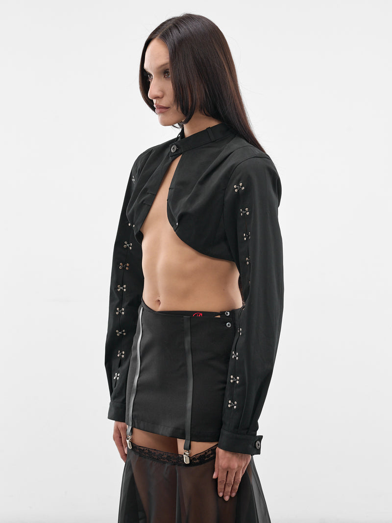 Black Hook Detail Cropped Shrug (SS26-JA-04-BLACK)