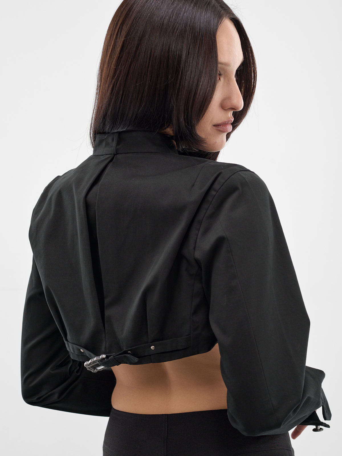 Black Hook Detail Cropped Shrug (SS26-JA-04-BLACK)
