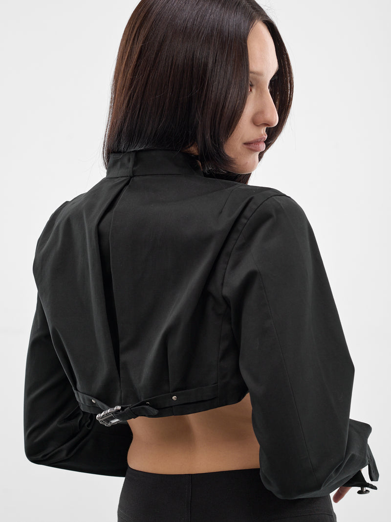 Black Hook Detail Cropped Shrug (SS26-JA-04-BLACK)