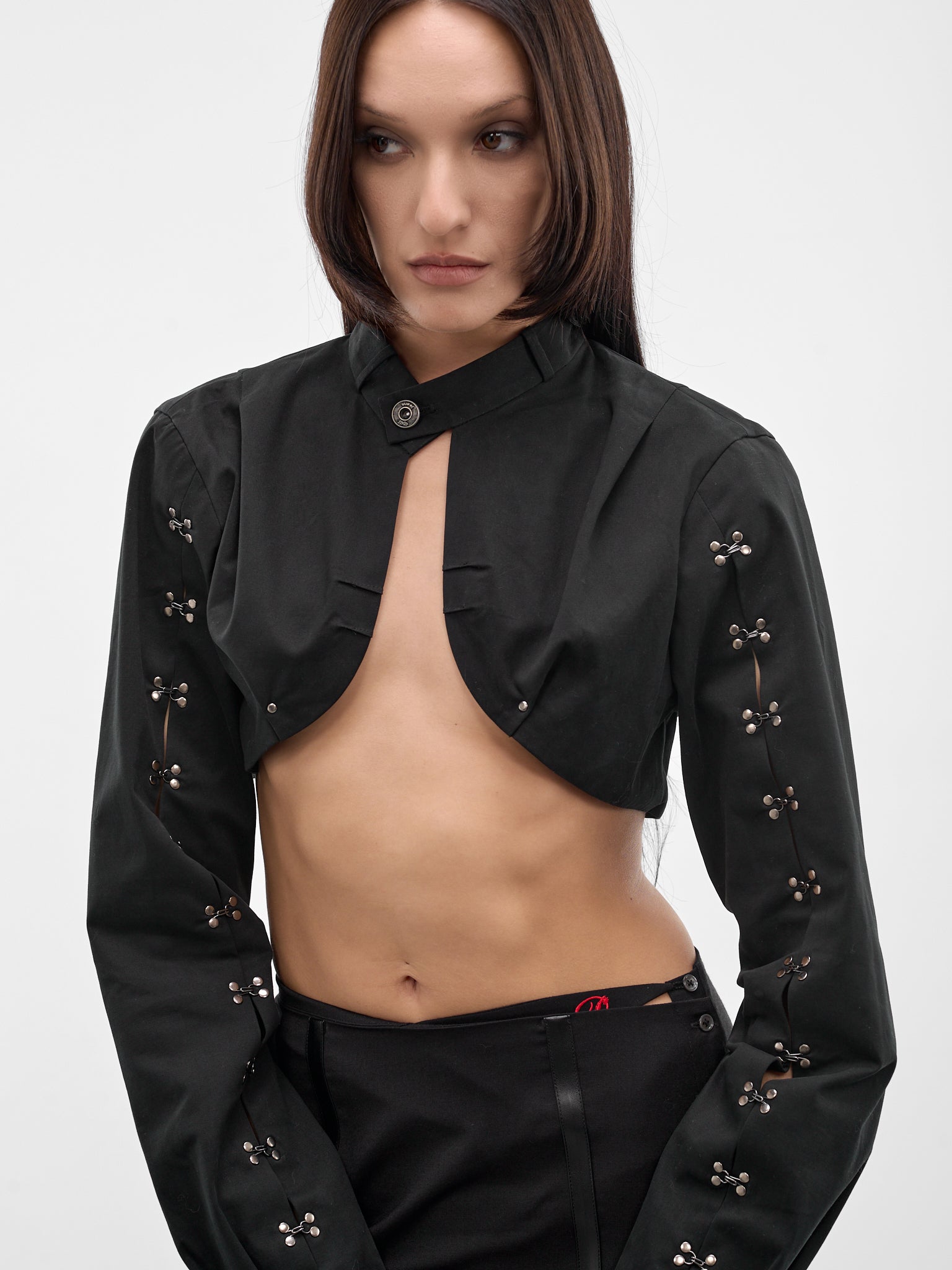 Black Hook Detail Cropped Shrug (SS26-JA-04-BLACK)