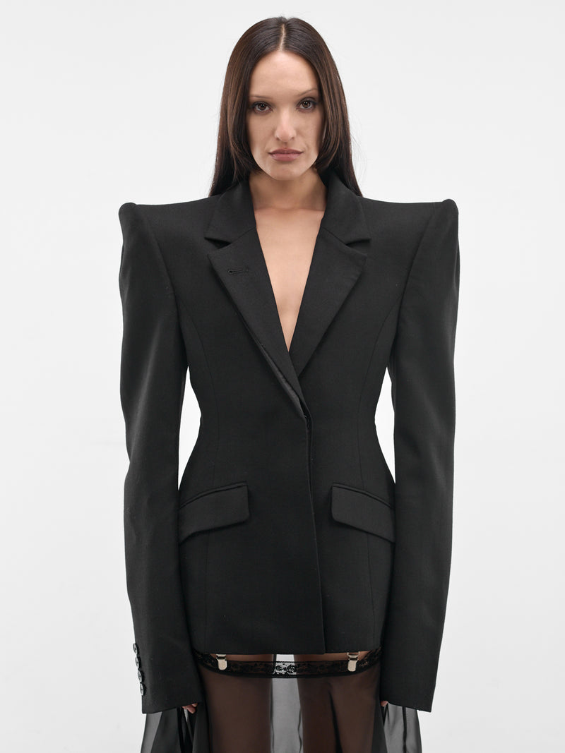 Black Structured Wool Blazer (SS26-JA-05-BLACK)