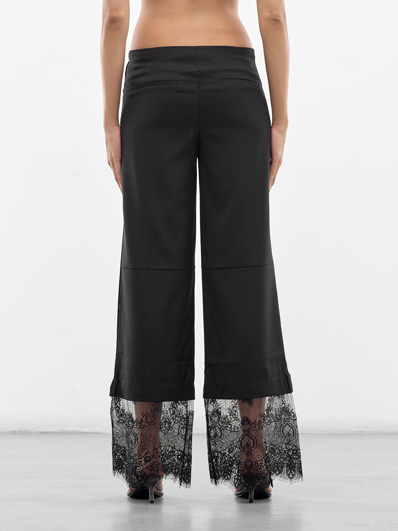 Black Lace Trim Wide Trousers (SS26-PA-01BK-BLACK)