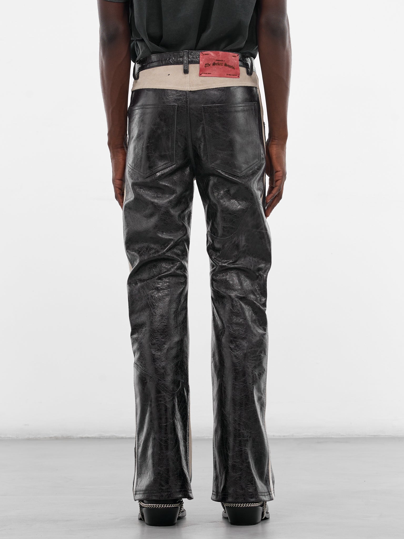 Black Leather Western Flare Pants (SS26-PNT11-BLK)