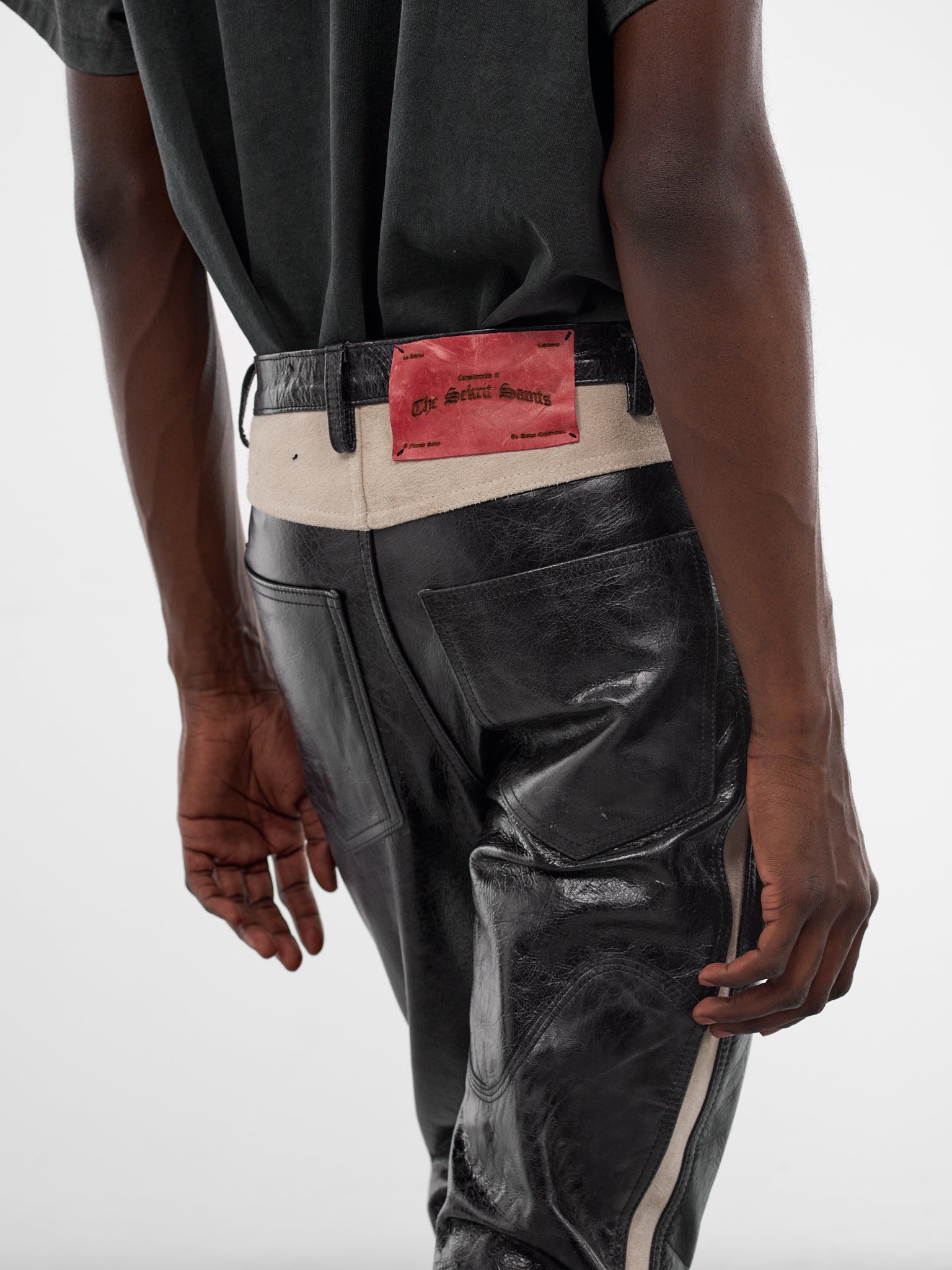 Black Leather Western Flare Pants (SS26-PNT11-BLK)