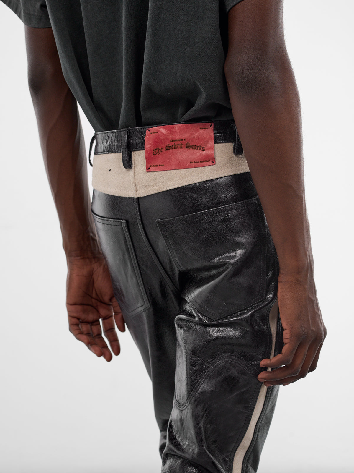 Black Leather Western Flare Pants (SS26-PNT11-BLK)