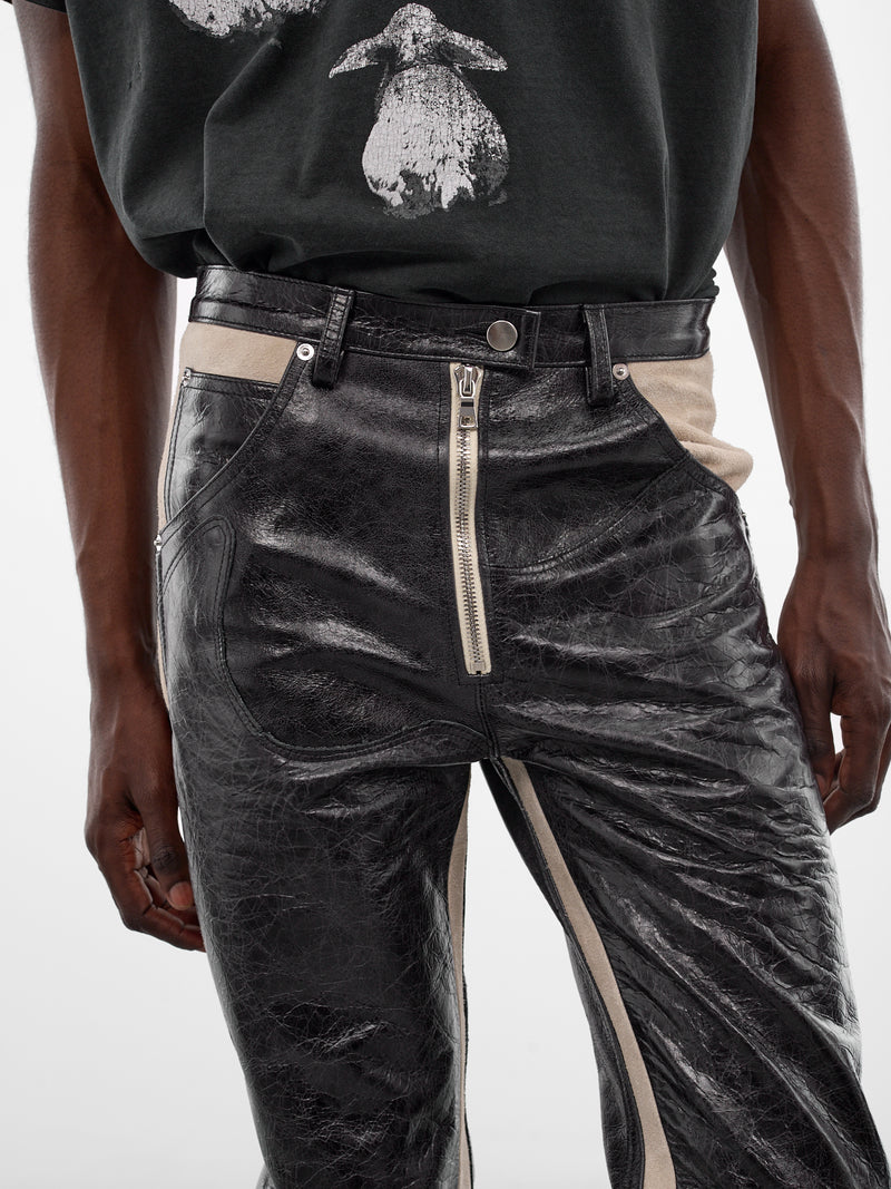 Black Leather Western Flare Pants (SS26-PNT11-BLK)