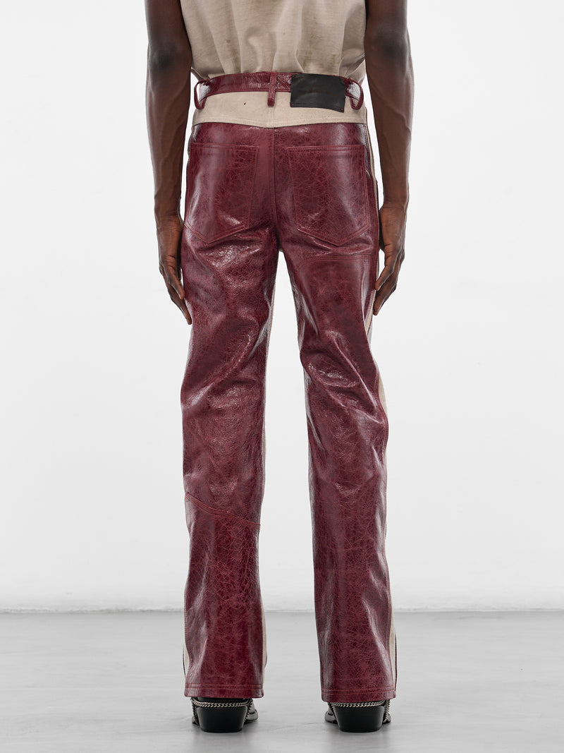 Burgundy Leather Western Flare Pants (SS26-PNT11-BURGUNDY)
