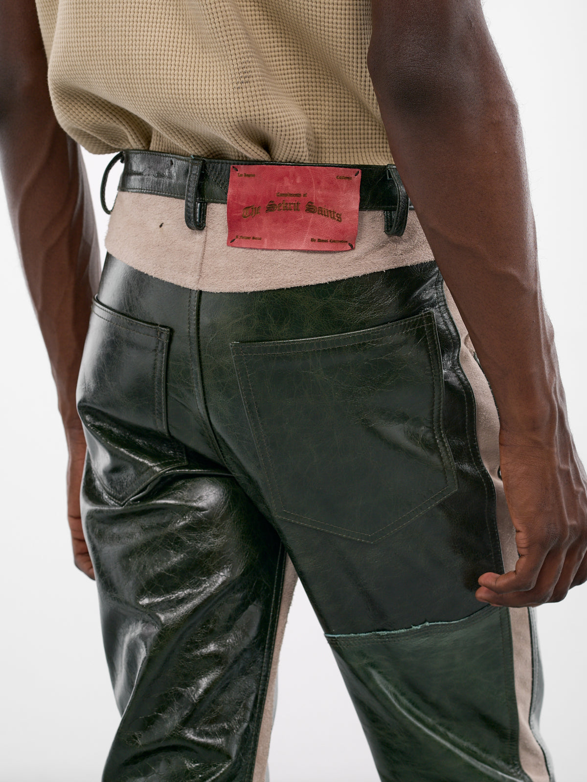 Green Leather Western Flare Pants (SS26-PNT11-GRN)