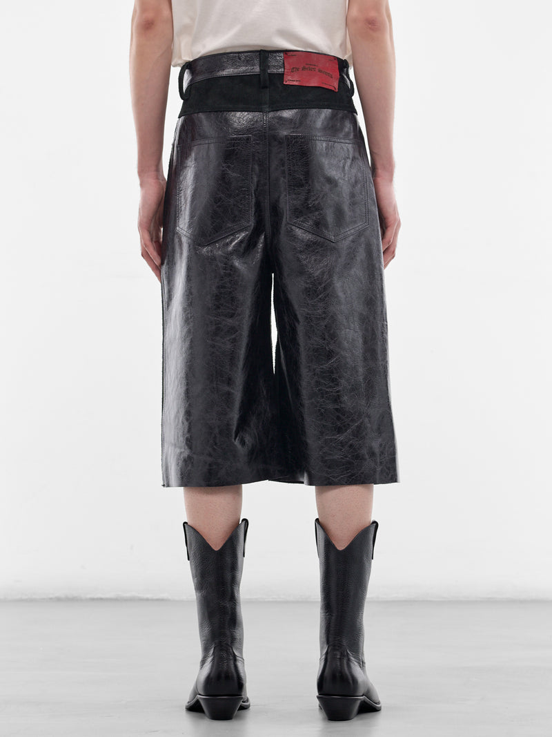 Black Leather Chopper Shorts (SS26-SEK-PNT05-BLACK)