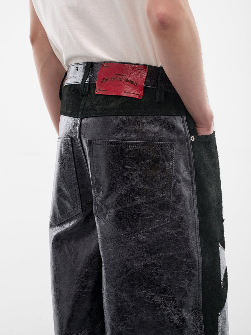 Black Leather Chopper Shorts (SS26-SEK-PNT05-BLACK)