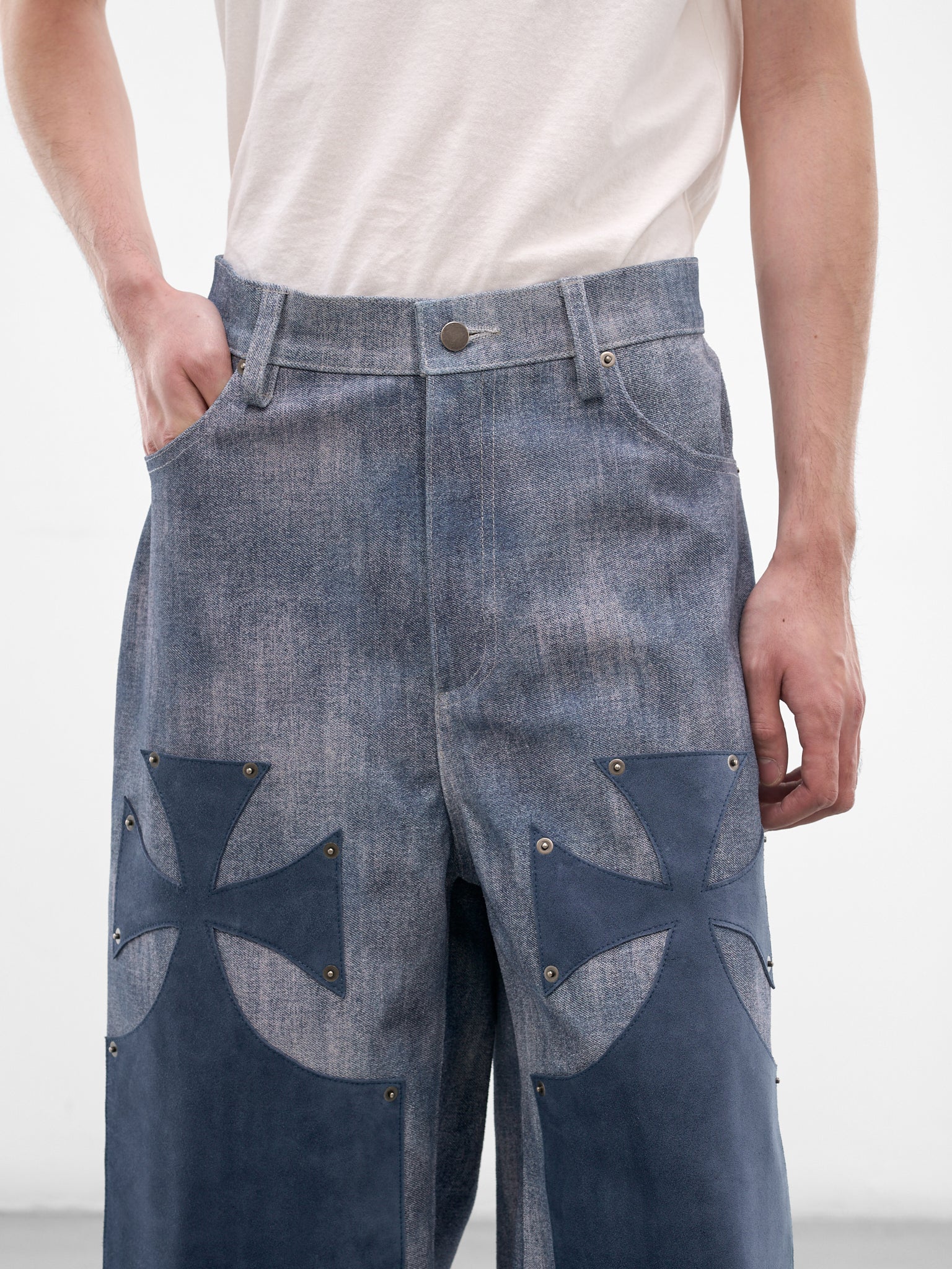 Blue Leather Chopper Shorts (SS26-SEK-PNT05-BLUE)
