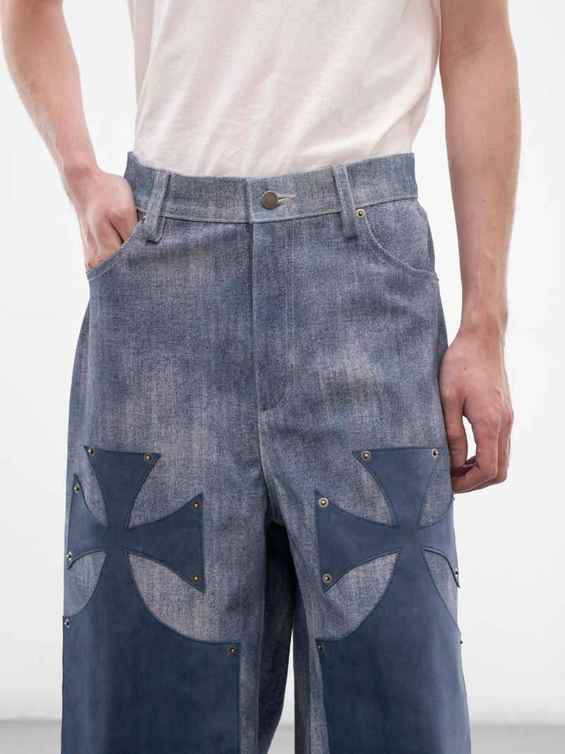 Blue Leather Chopper Shorts (SS26-SEK-PNT05-BLUE)