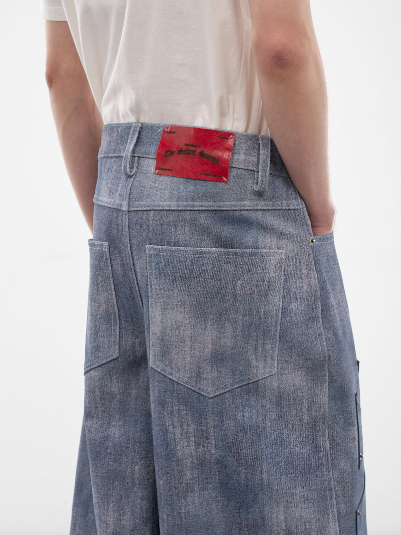 Blue Leather Chopper Shorts (SS26-SEK-PNT05-BLUE)