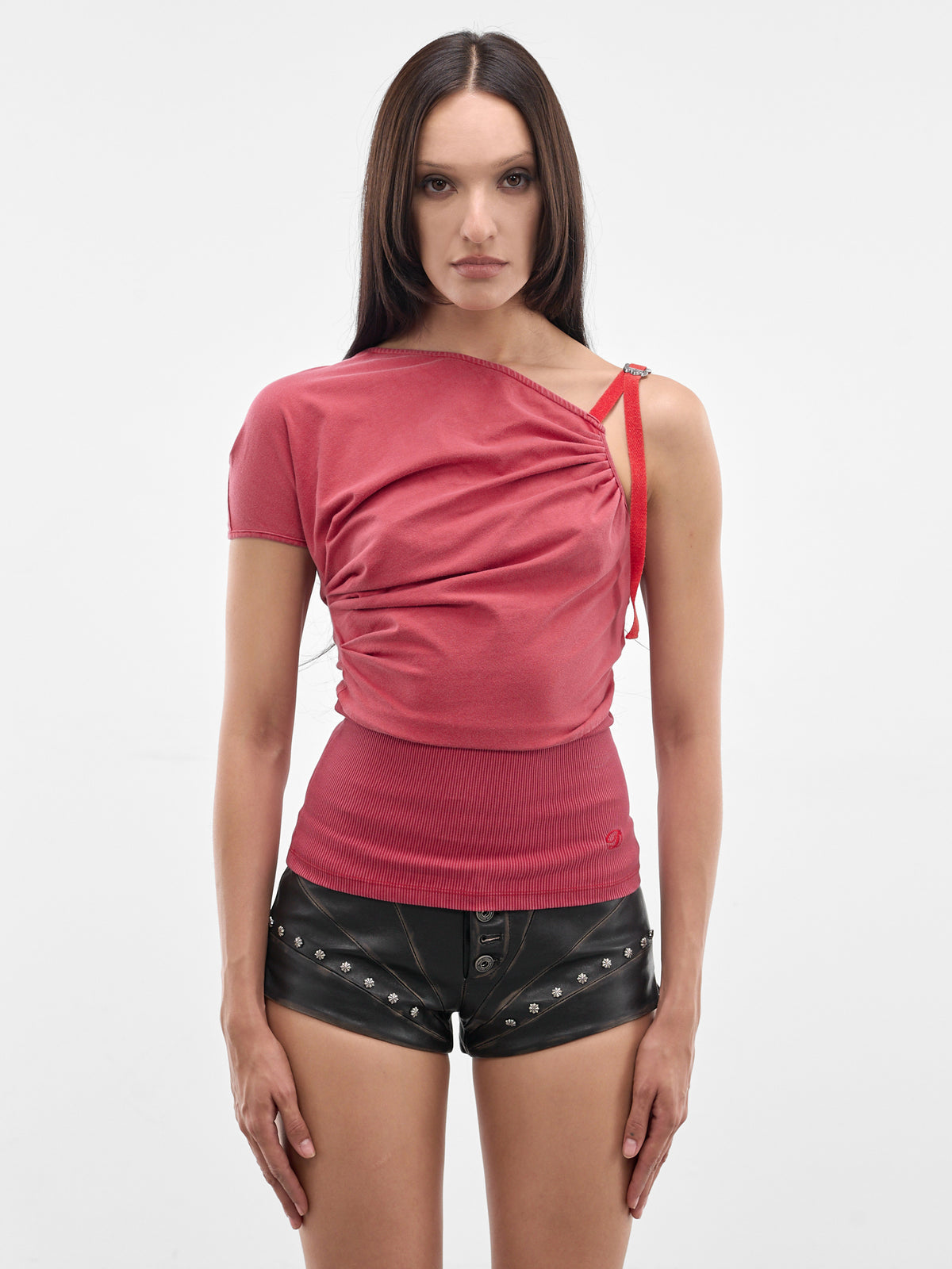 Red One-Shoulder Jersey Top (SS26-TOP-01R-RED)