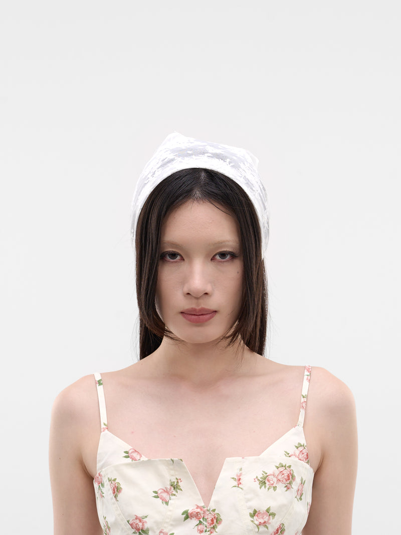 White Floral Lace Headscarf (SS2600AC03W-WHITE)