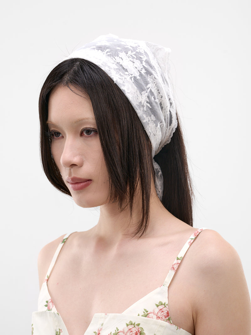 White Floral Lace Headscarf (SS2600AC03W-WHITE)