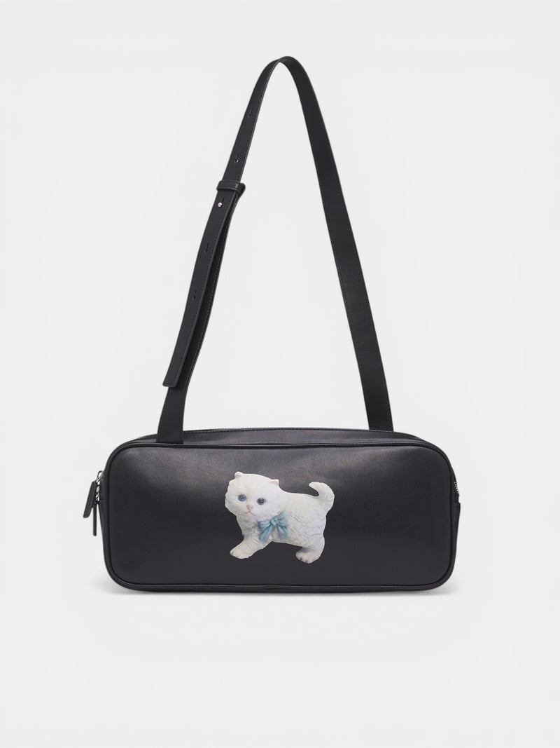 Black Leather Kitty Graphic Bag (SS2600AC05BK-BLACK)