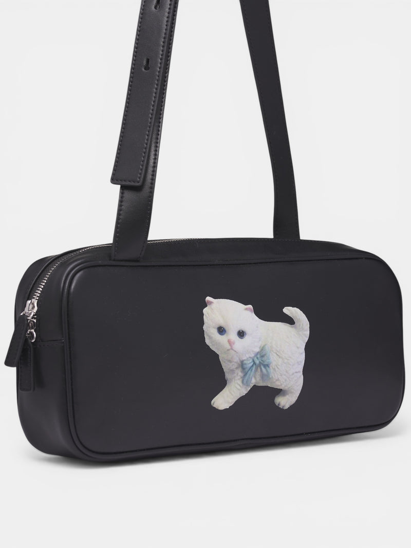 Black Leather Kitty Graphic Bag (SS2600AC05BK-BLACK)