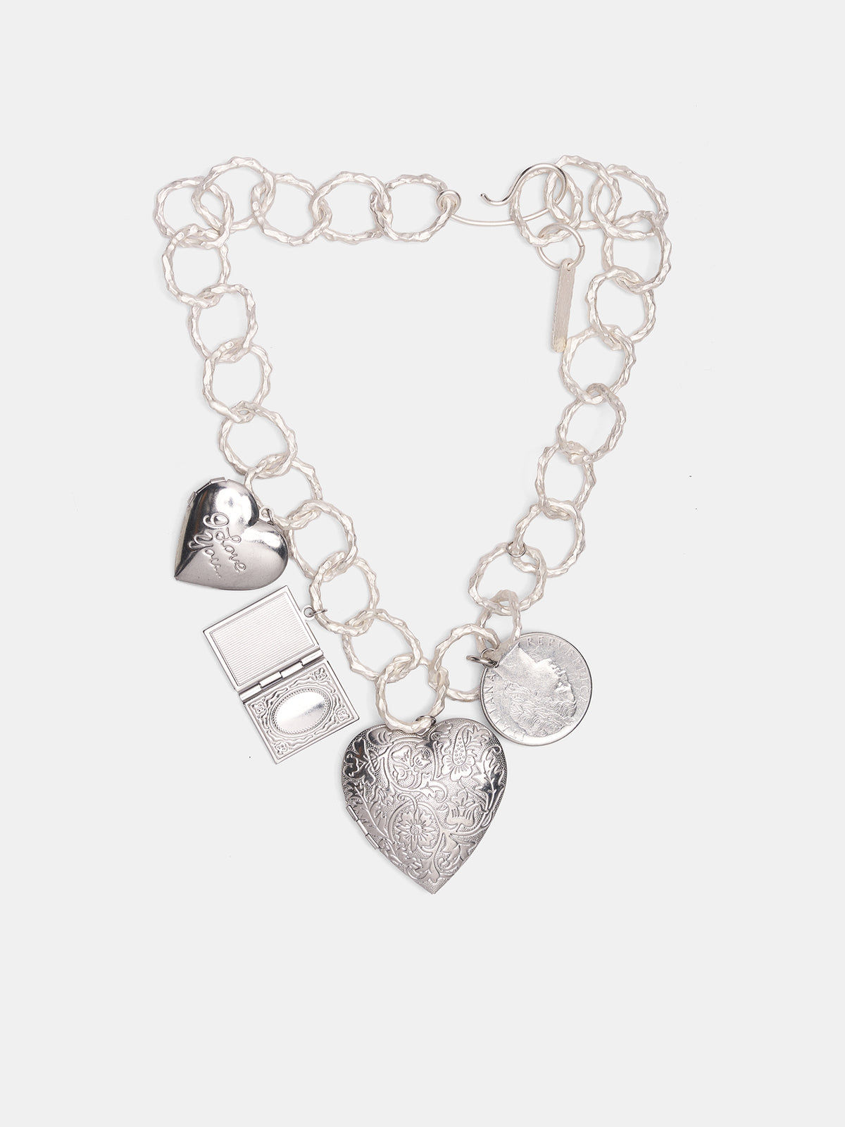 Timekeeper Locket Charm Chain Necklace (SS2600JN05-MULTI)