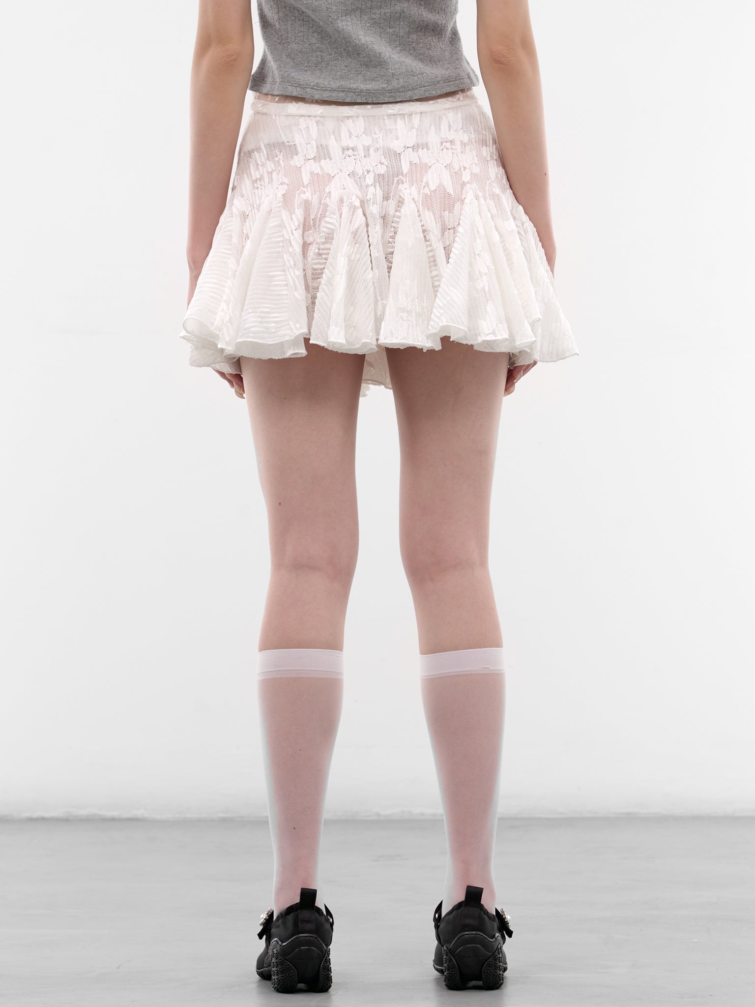 White Floral Jacquard Flare Skirt (SS2600SK20-WHITE)