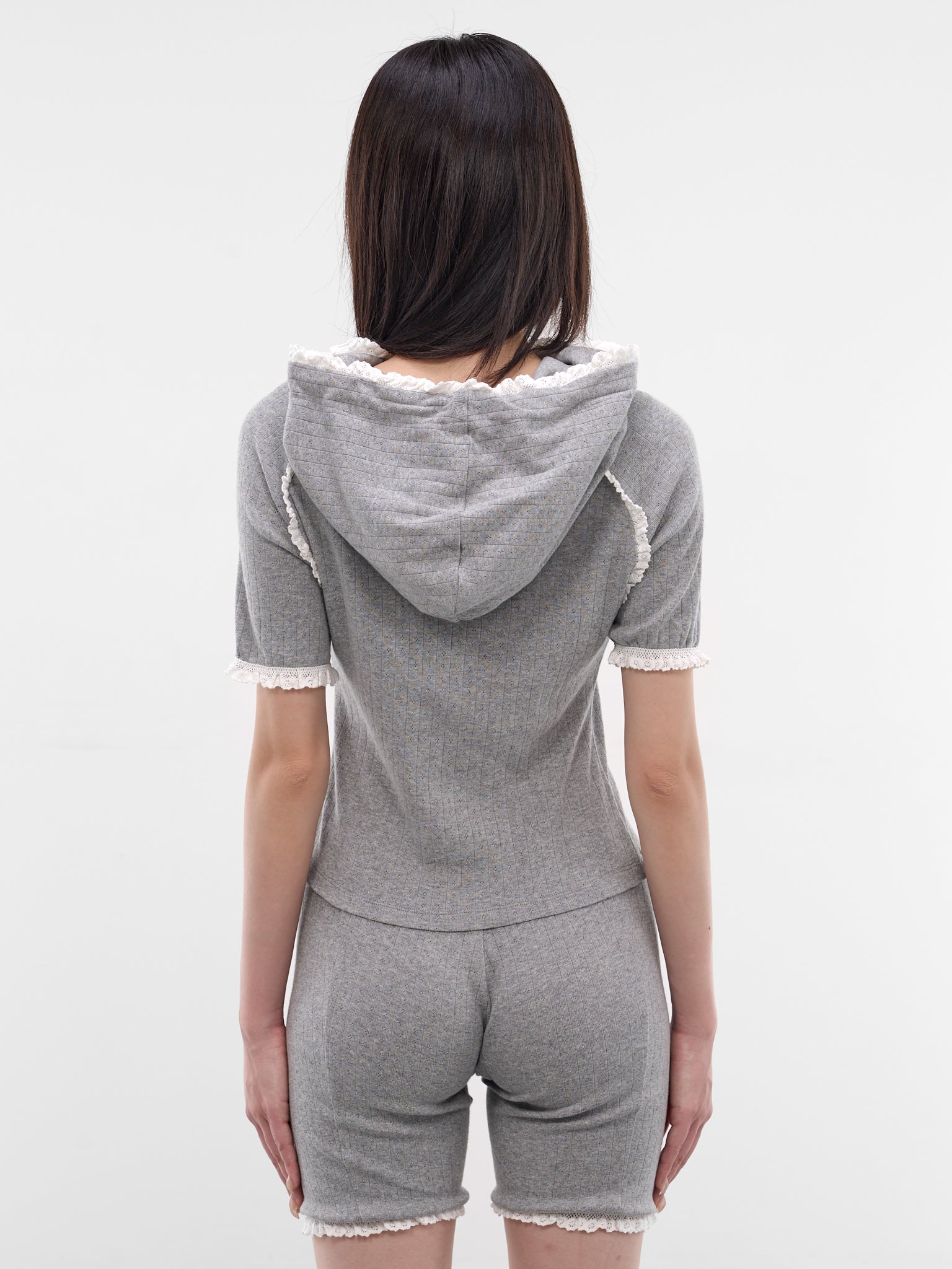 Sleeping Girl Pointelle Lace Hoodie (SS2600T06-GREY)