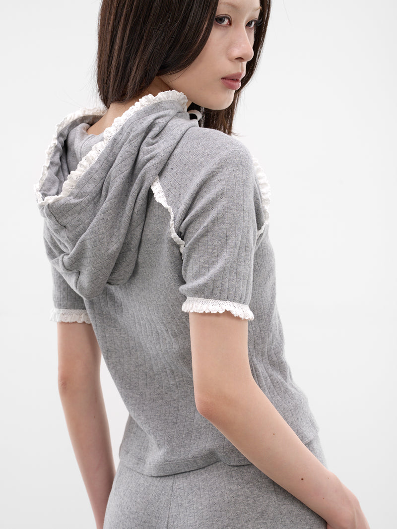 Sleeping Girl Pointelle Lace Hoodie (SS2600T06-GREY)