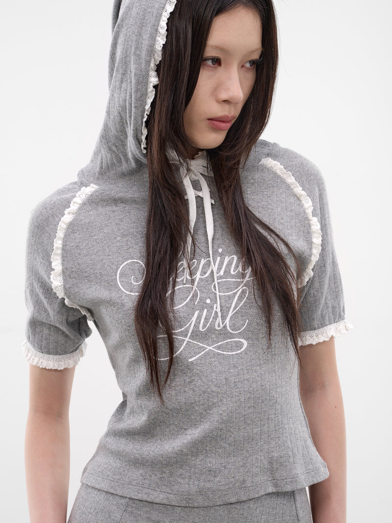Sleeping Girl Pointelle Lace Hoodie (SS2600T06-GREY)