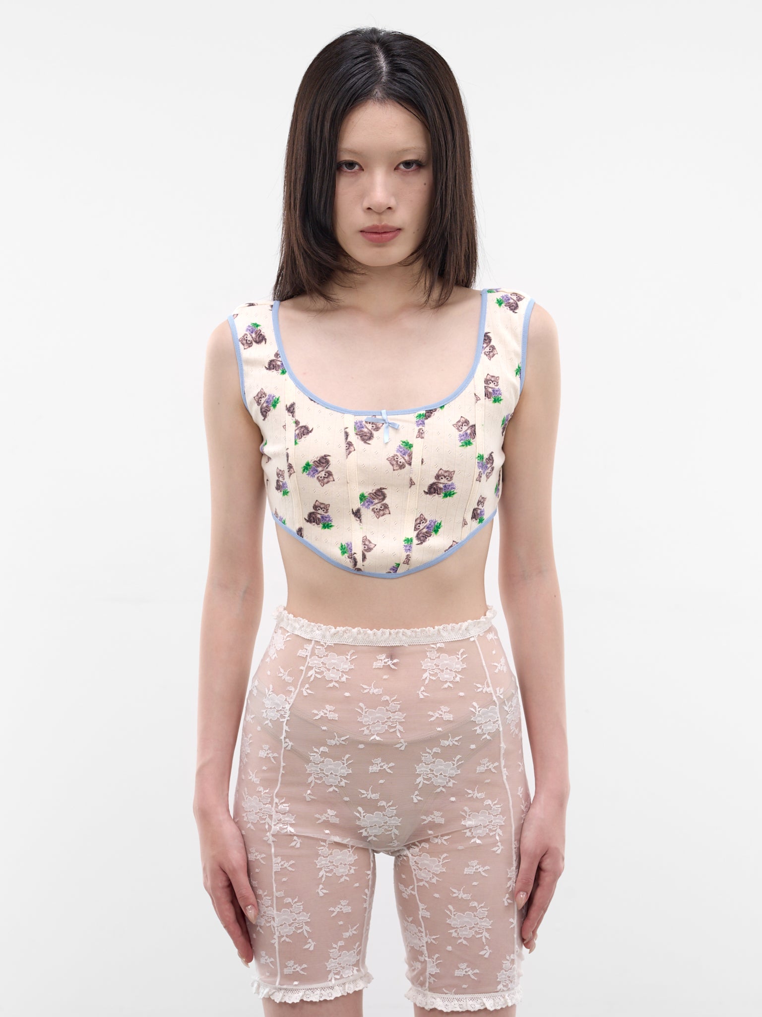 Purr Kitty Print Corset Top (SS2600T17-KITTY-PRINT)