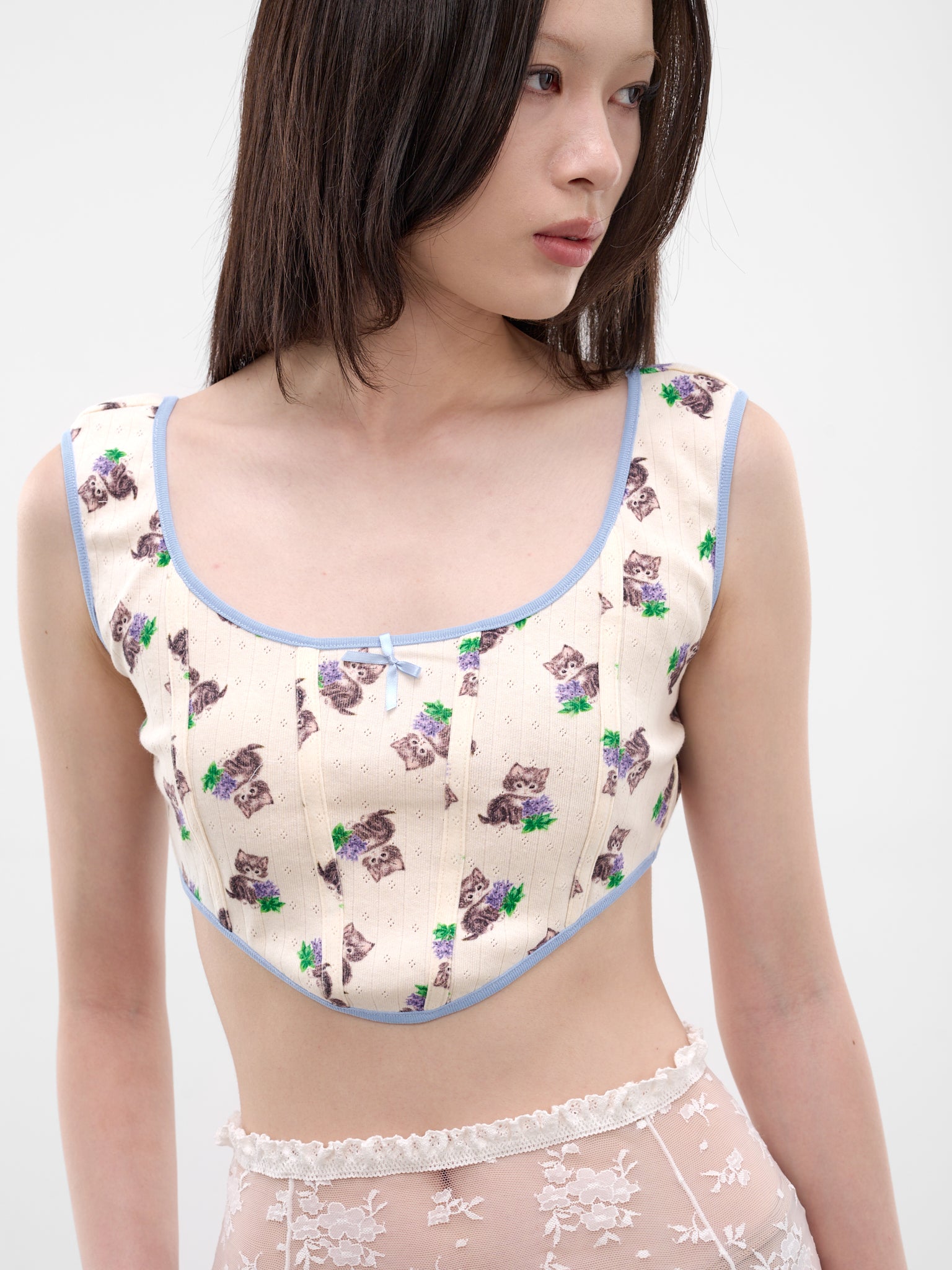 Purr Kitty Print Corset Top (SS2600T17-KITTY-PRINT)