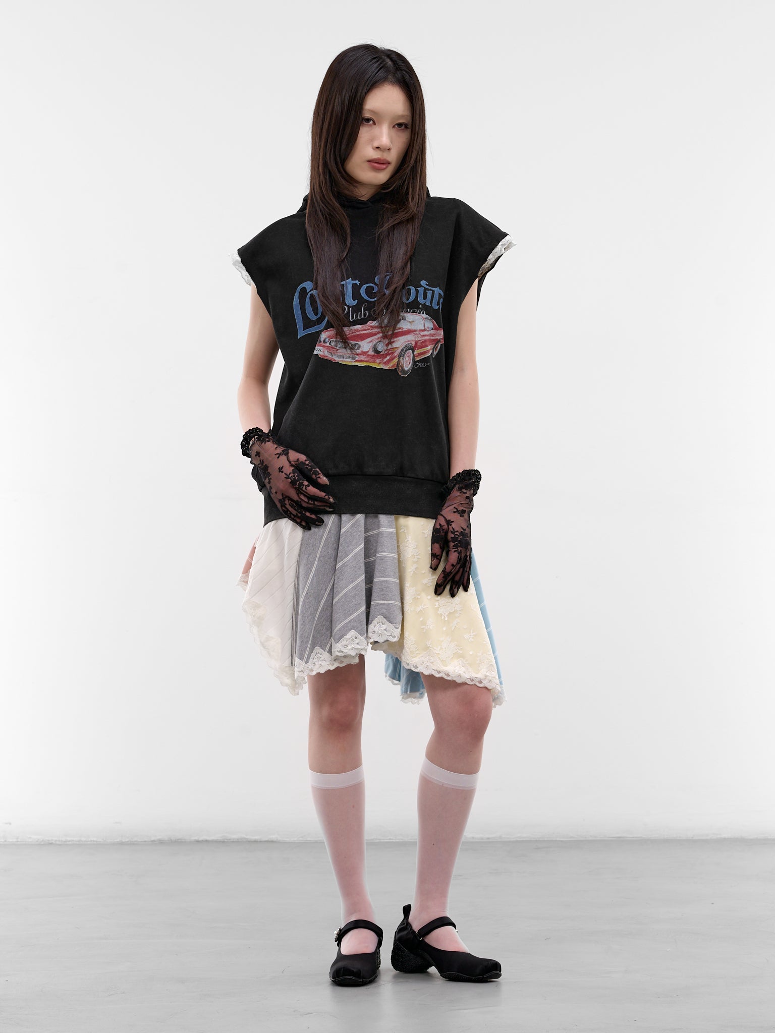 Multi-Color Patchwork Asymmetric Skirt (SS2600SK06-MULTI)