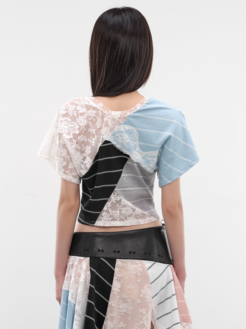 Lace Collage Patchwork Striped Top (SS2600T35-MULTI)