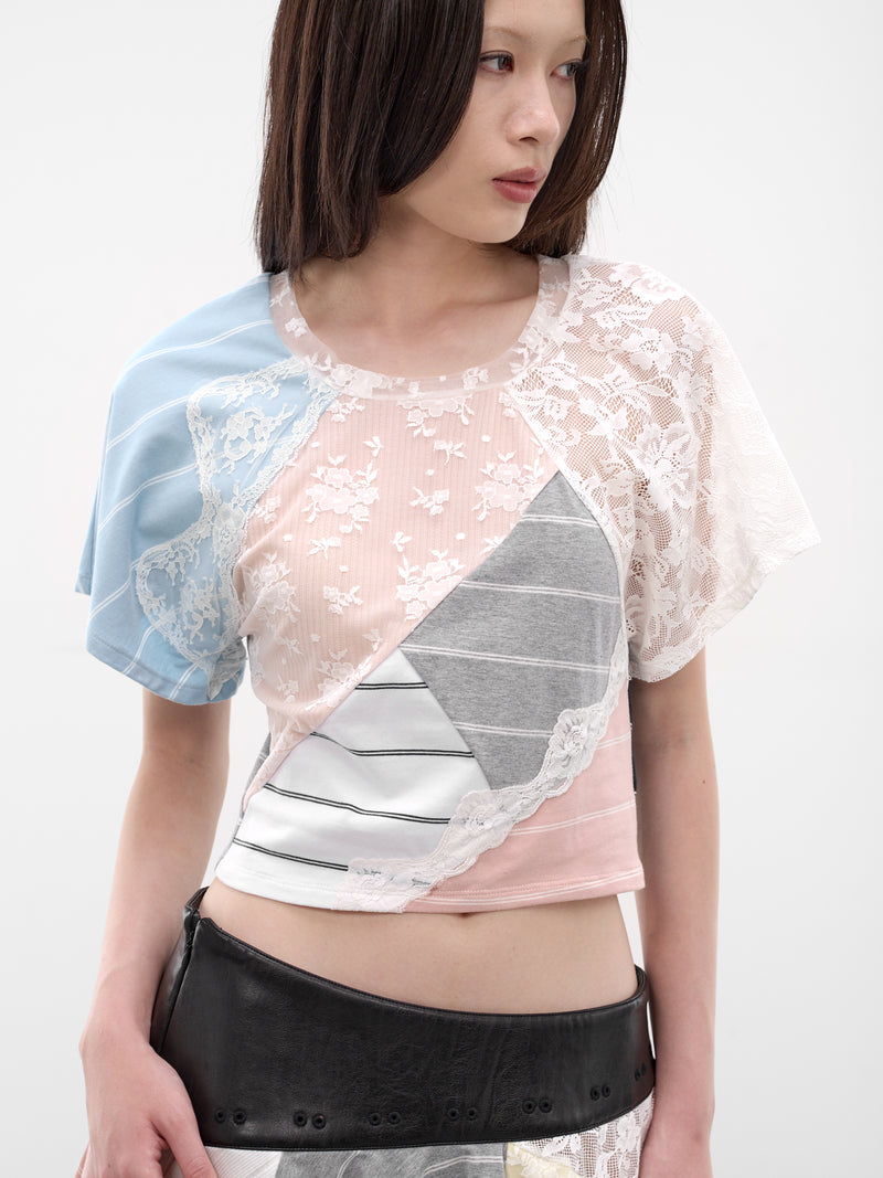 Lace Collage Patchwork Striped Top (SS2600T35-MULTI)