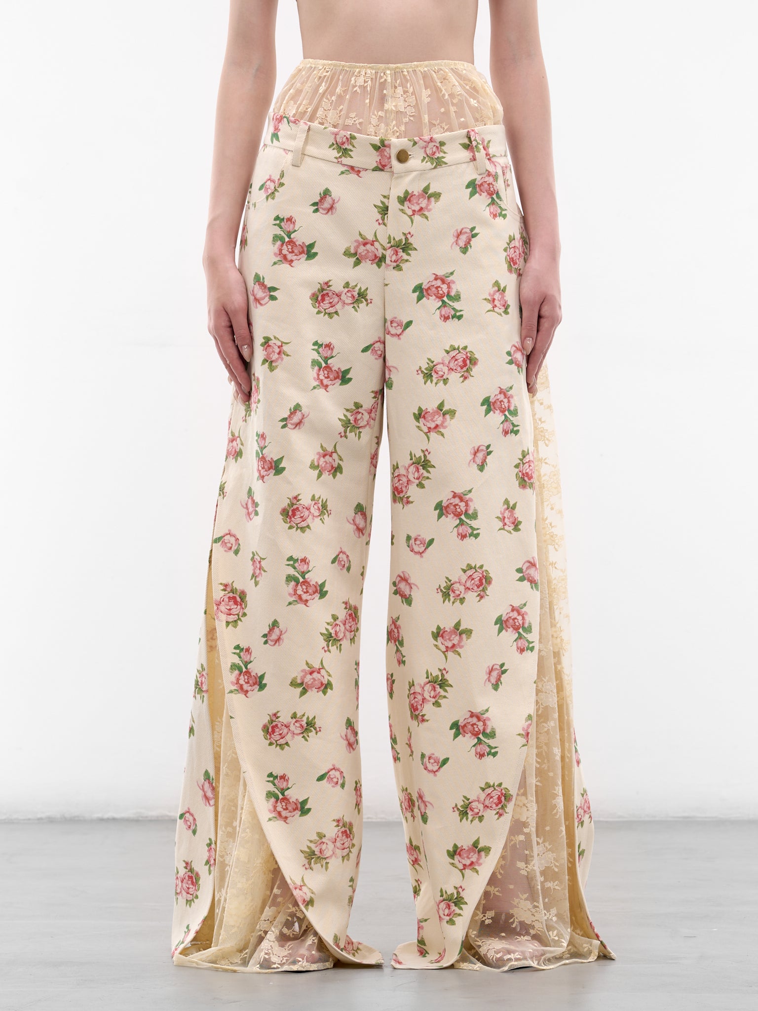 Rose Print Overlay Lace Trousers (SS2600TR04-ROSE-PRINT)
