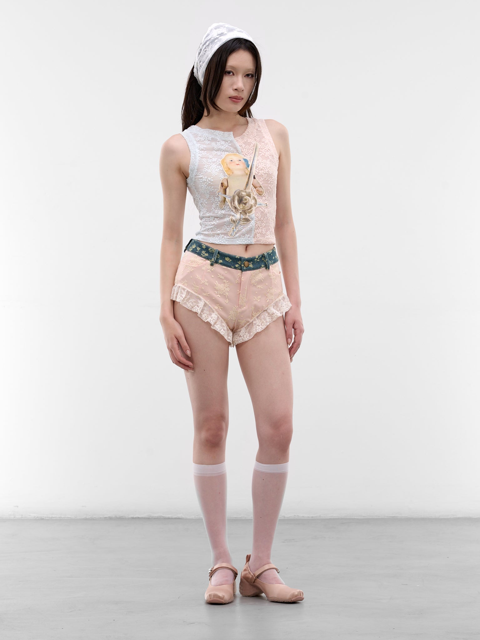 Pink Lace Layered Mini Shorts (SS2600TR14-MULTI)