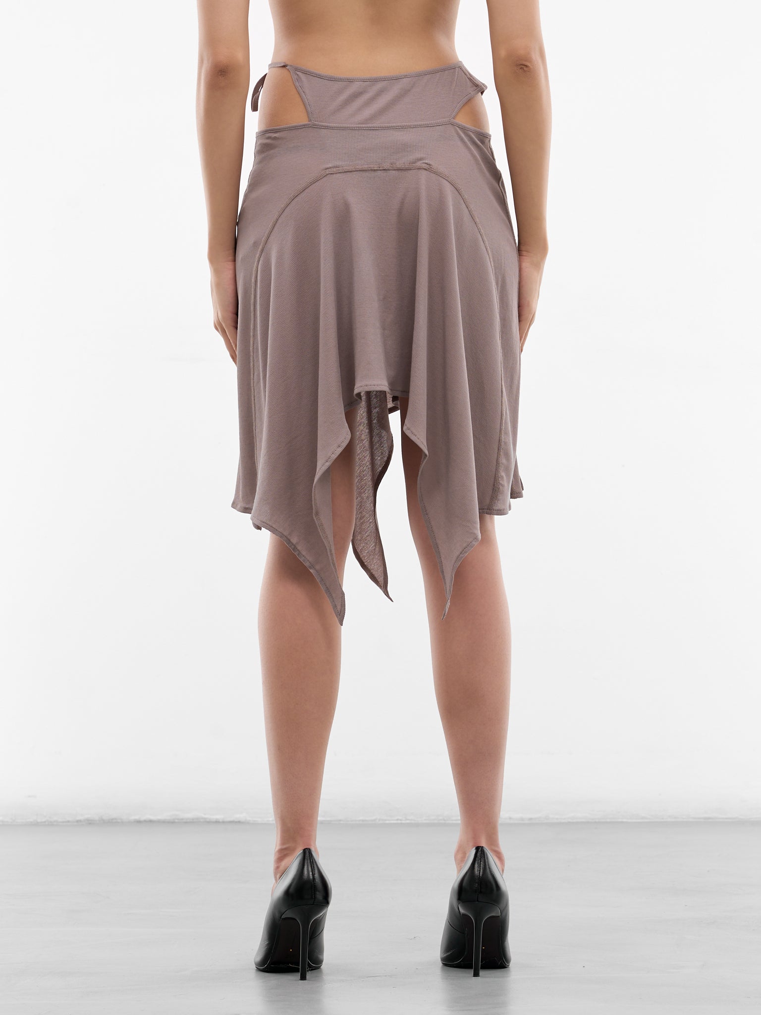 Taupe Stiletto Mini Skirt (SS26JS01-W18-TAUPE)