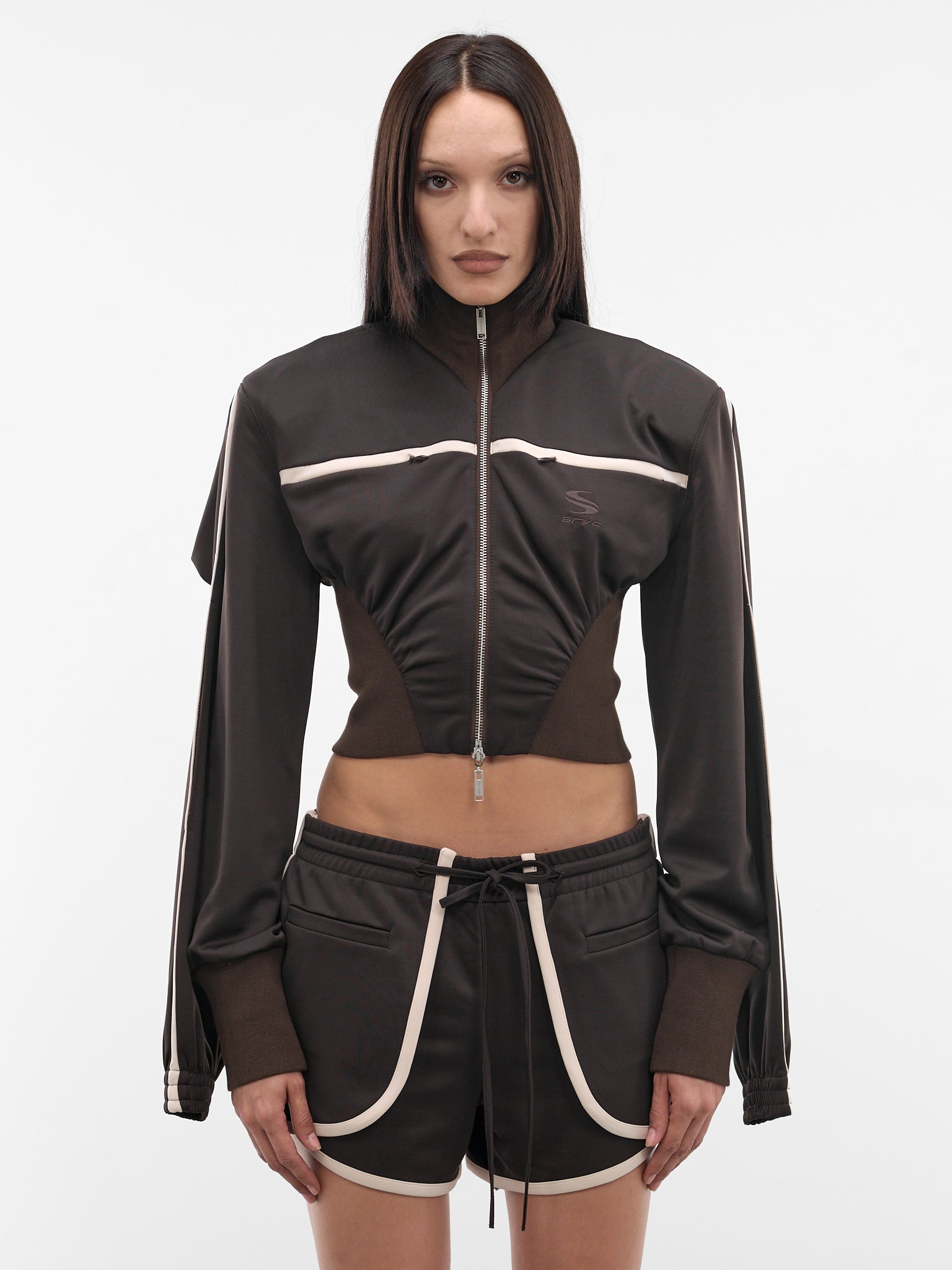 Brown Double Sleeve Zip Jacket (SS26OW07-J58-BROWN)