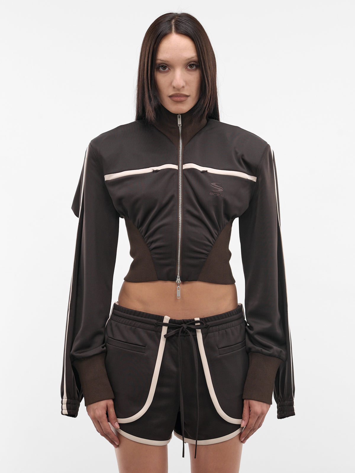 Brown Double Sleeve Zip Jacket (SS26OW07-J58-BROWN)