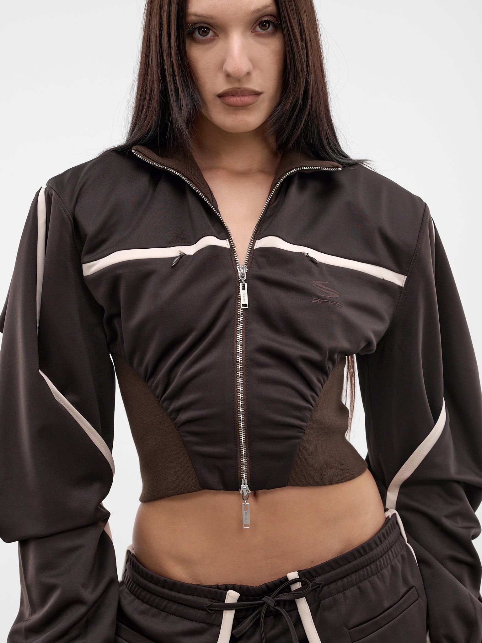 Brown Double Sleeve Zip Jacket (SS26OW07-J58-BROWN)