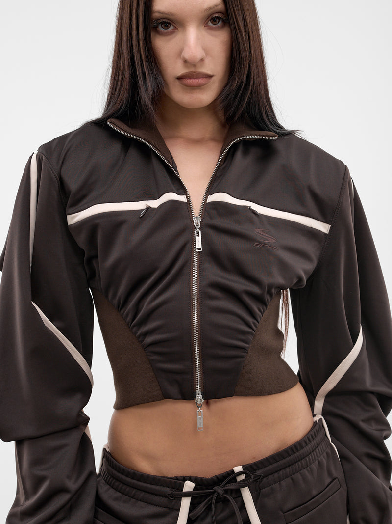 Brown Double Sleeve Zip Jacket (SS26OW07-J58-BROWN)