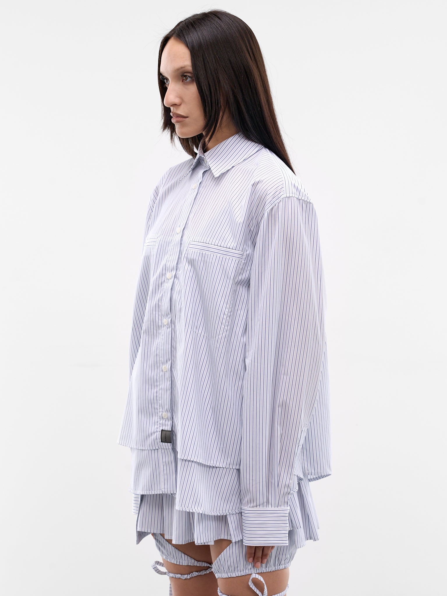 Blue Striped Layered Shirt (SS26SH03-W42-BLUE-STRIPE)