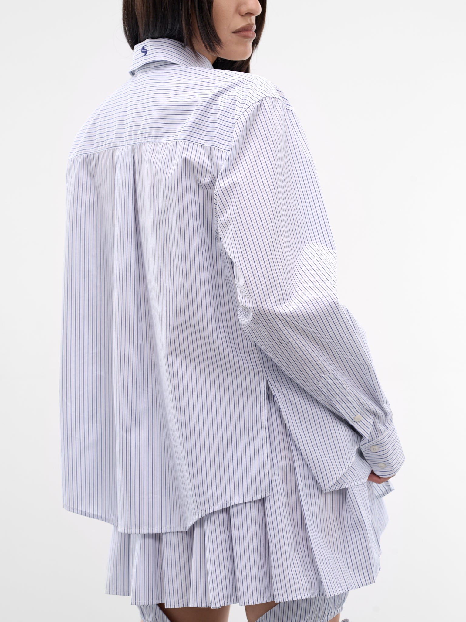 Blue Striped Layered Shirt (SS26SH03-W42-BLUE-STRIPE)