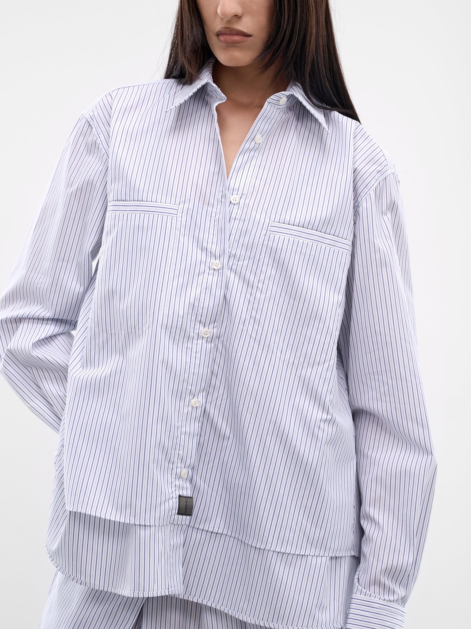 Blue Striped Layered Shirt (SS26SH03-W42-BLUE-STRIPE)
