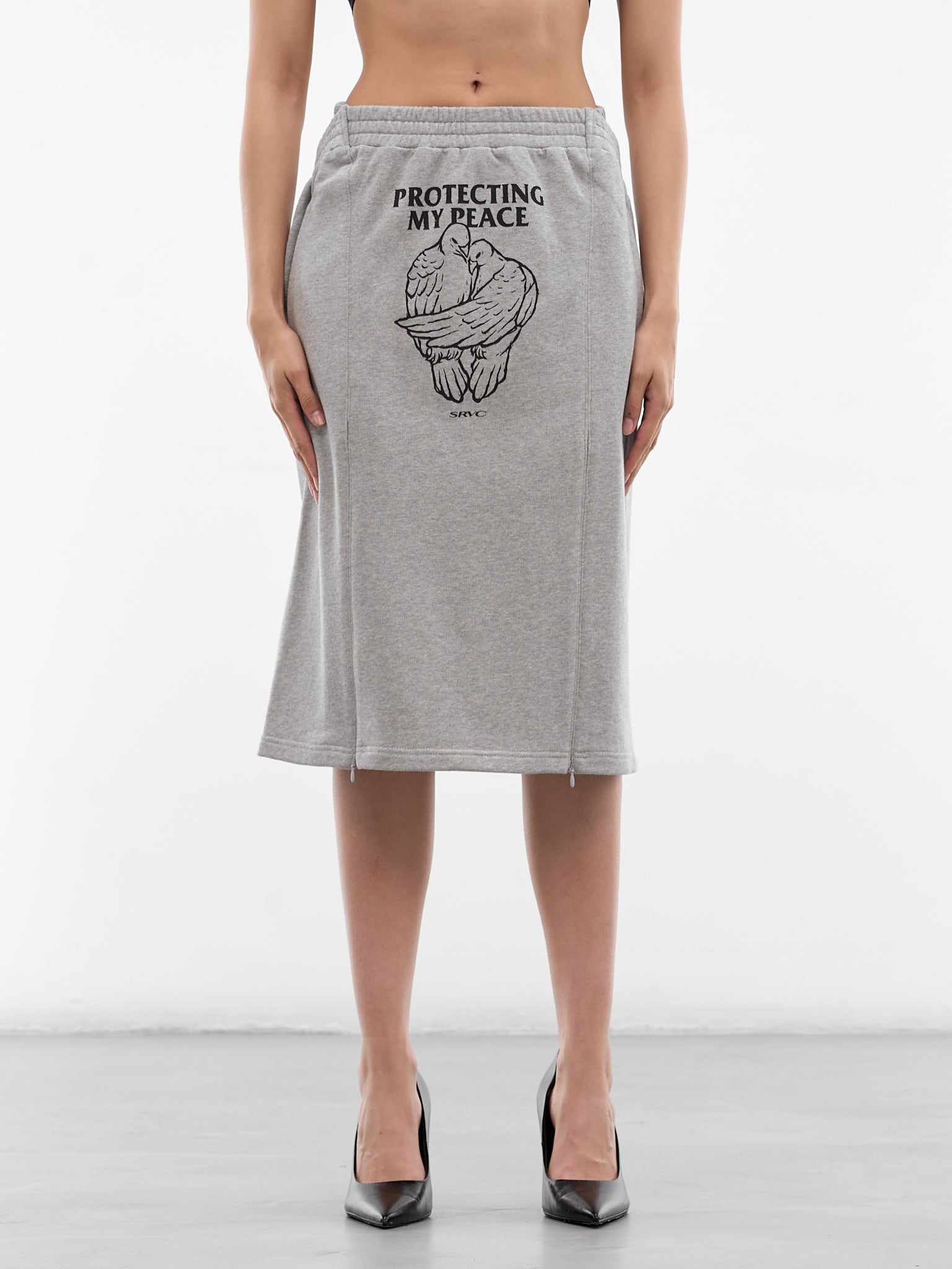 Gray Home Office Midi Skirt (SS26SK05-J04-MARL-GREY)