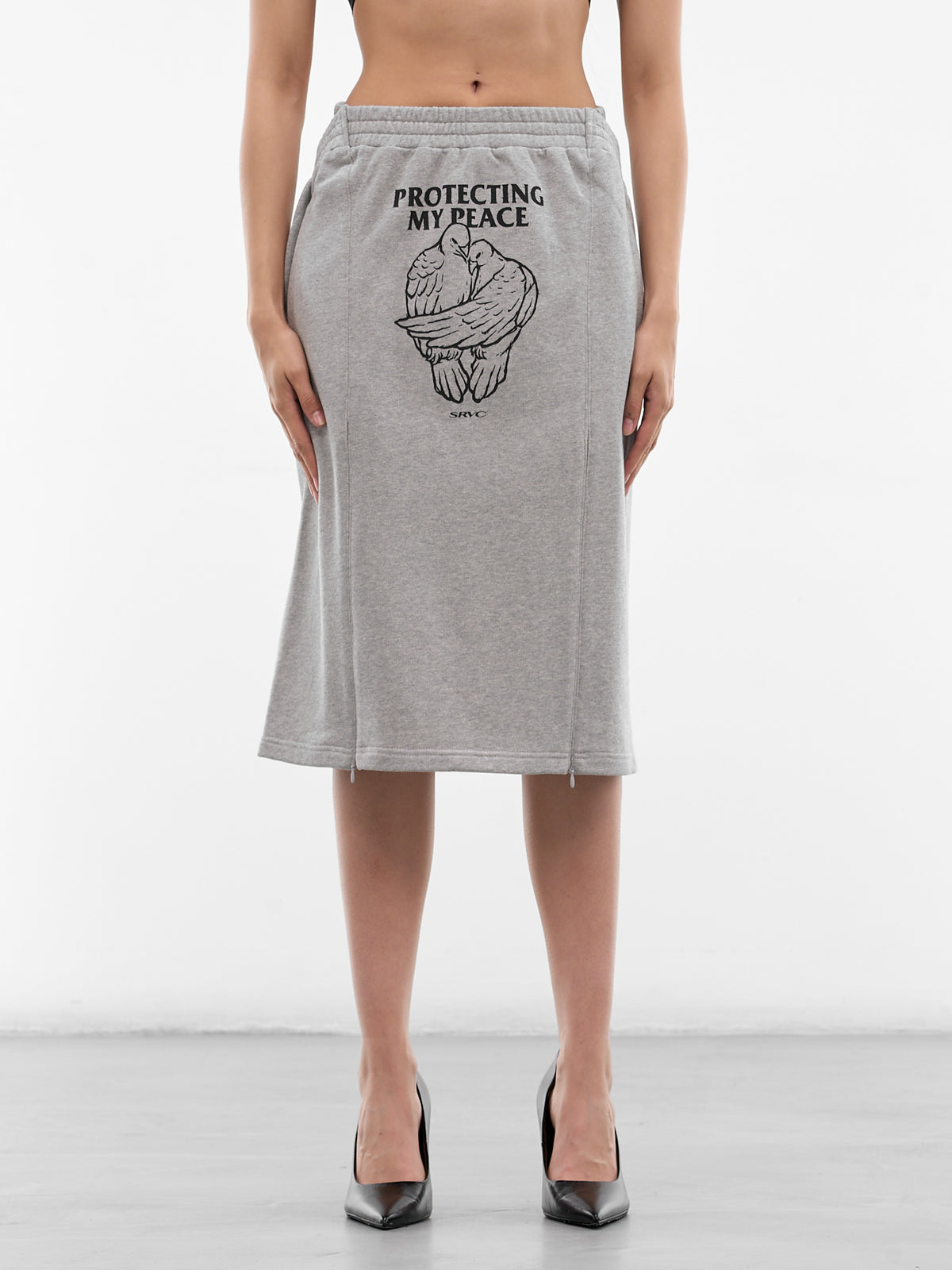 Gray Home Office Midi Skirt (SS26SK05-J04-MARL-GREY)
