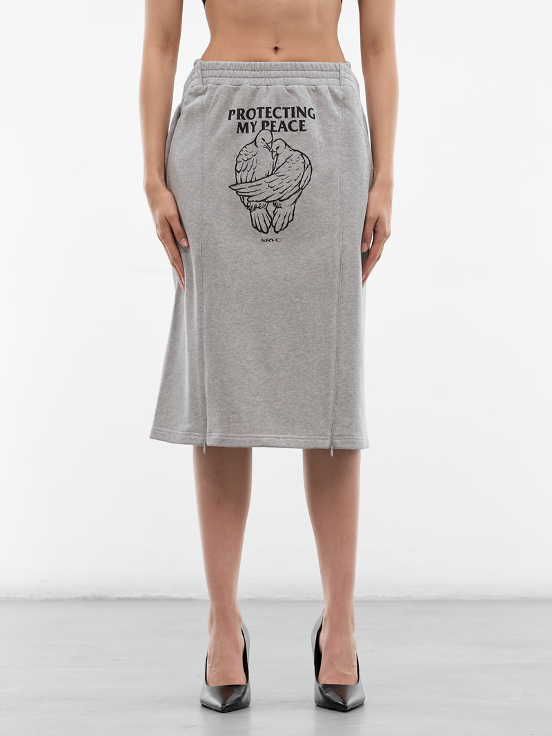 Gray Home Office Midi Skirt (SS26SK05-J04-MARL-GREY)