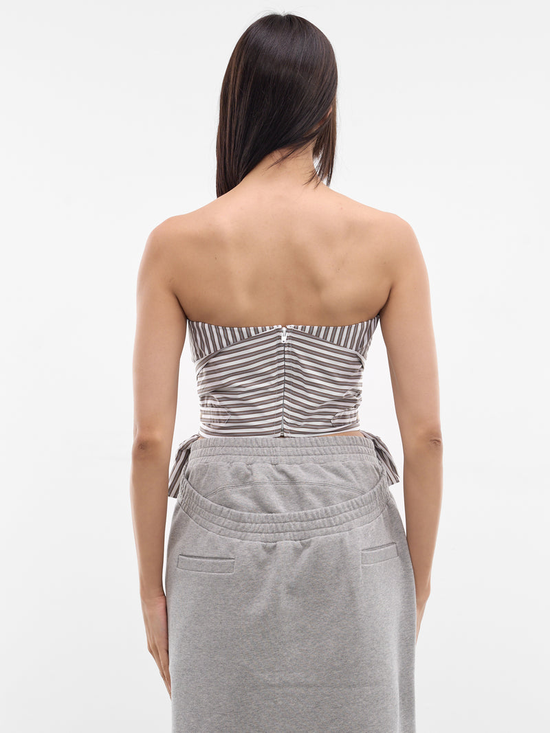 Brown Striped Origami Corset (SS26TP02-W43-BROWN-STRIPE)